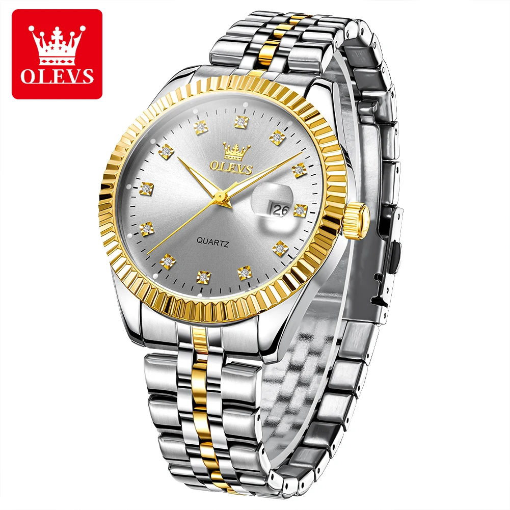 OLEVS Herrenuhren, Top-Luxusmarke, Original-Quarzuhren für Herren, modisch, Diamantskala, Business, wasserdichte Armbanduhren 5526 Image