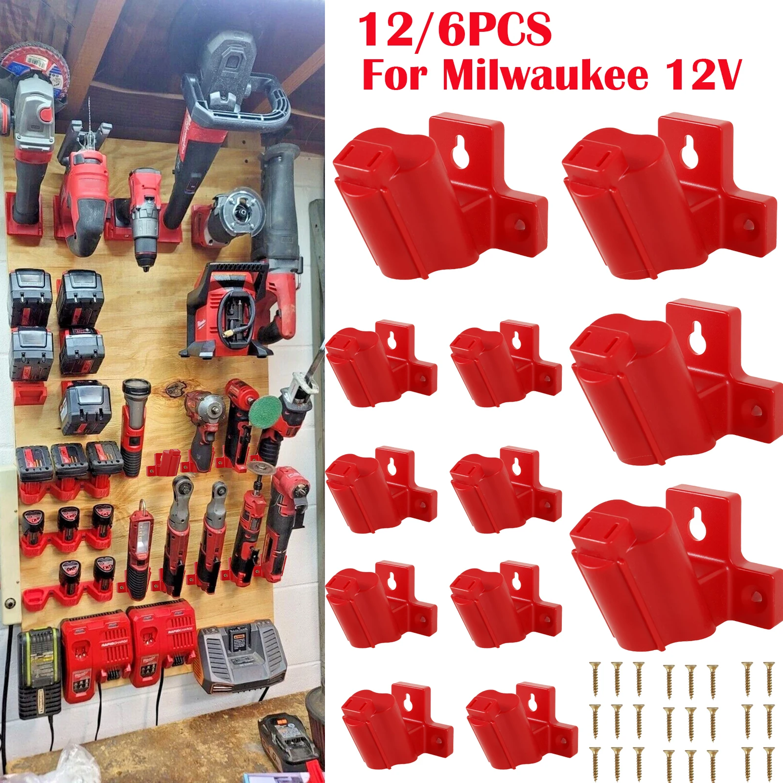 12/6 pièces support d'outil Compatible pour Milwaukee M12 12V perceuse outil cintres ABS plastique outil support de batterie pour outil électrique