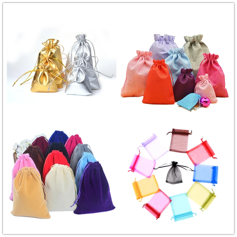7x9 9x12 10x14 13x18 15x20cm sacchetto d'imballaggio multicolore dei monili del sacchetto del regalo sacchetti del cioccolato della caramella della festa nuziale di natale 10 pz/lotto
