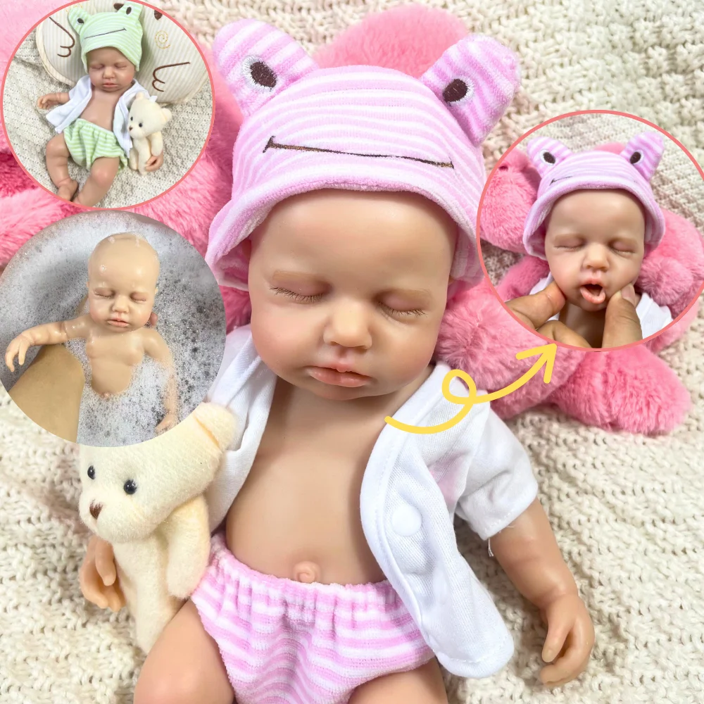 2 Optionen Mini 33 cm vollfeste Silikon-Reborn-Babypuppe LouLou Mädchen oder Junge waschbarer Silikon weicher Körper Geburtstag Weihnachtsgeschenk