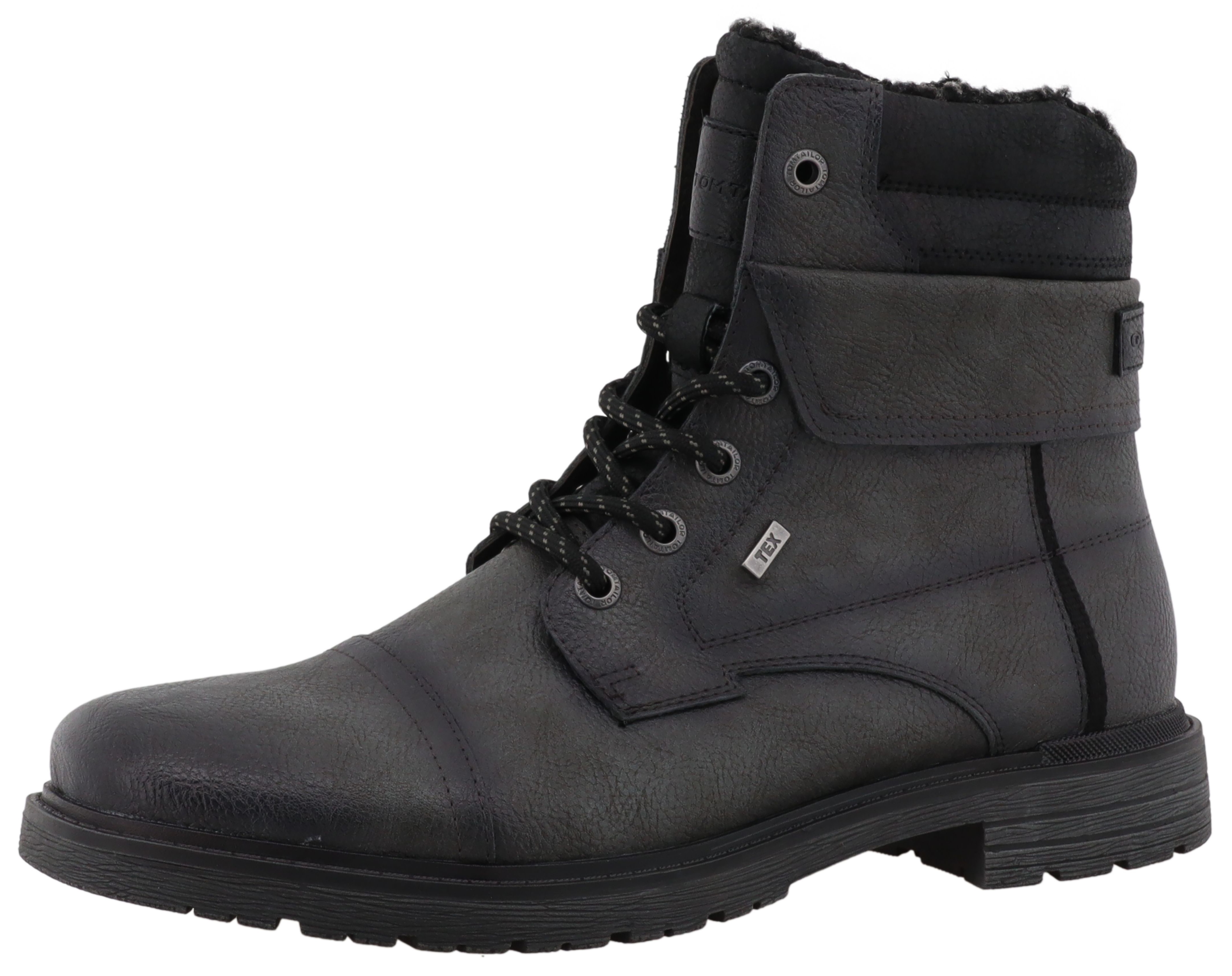 Winterboots TOM TAILOR, Herren, Gr. 46, dunkelgrau, Lederimitat, Schuhe Winterboots, mit Tex-Ausstattung