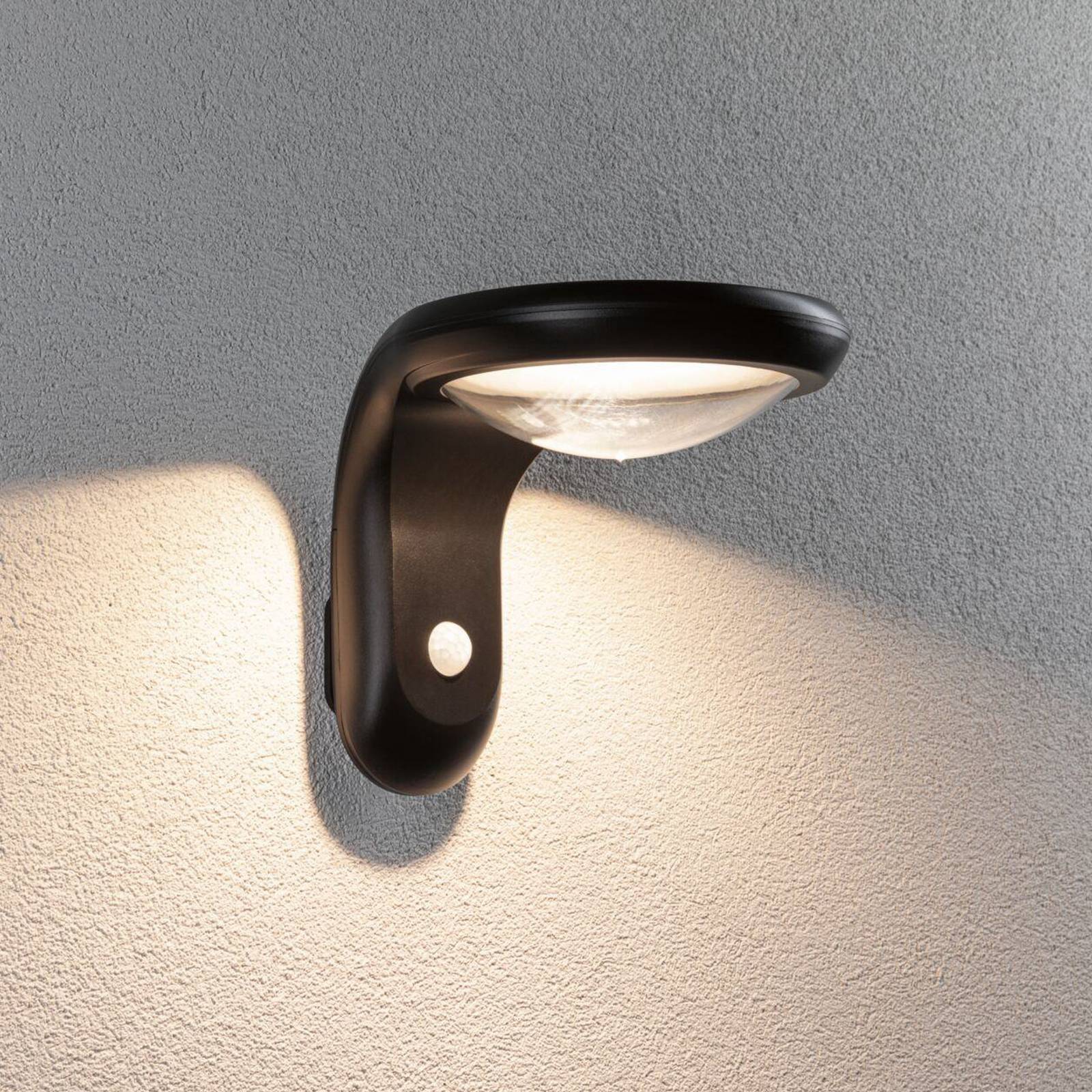 Paulmann LED-Solar-Außenwandlampe Diskola, Sensor, anthrazit Diskola, schwarz, Kunststoff, Modern, Solarleuchte außen