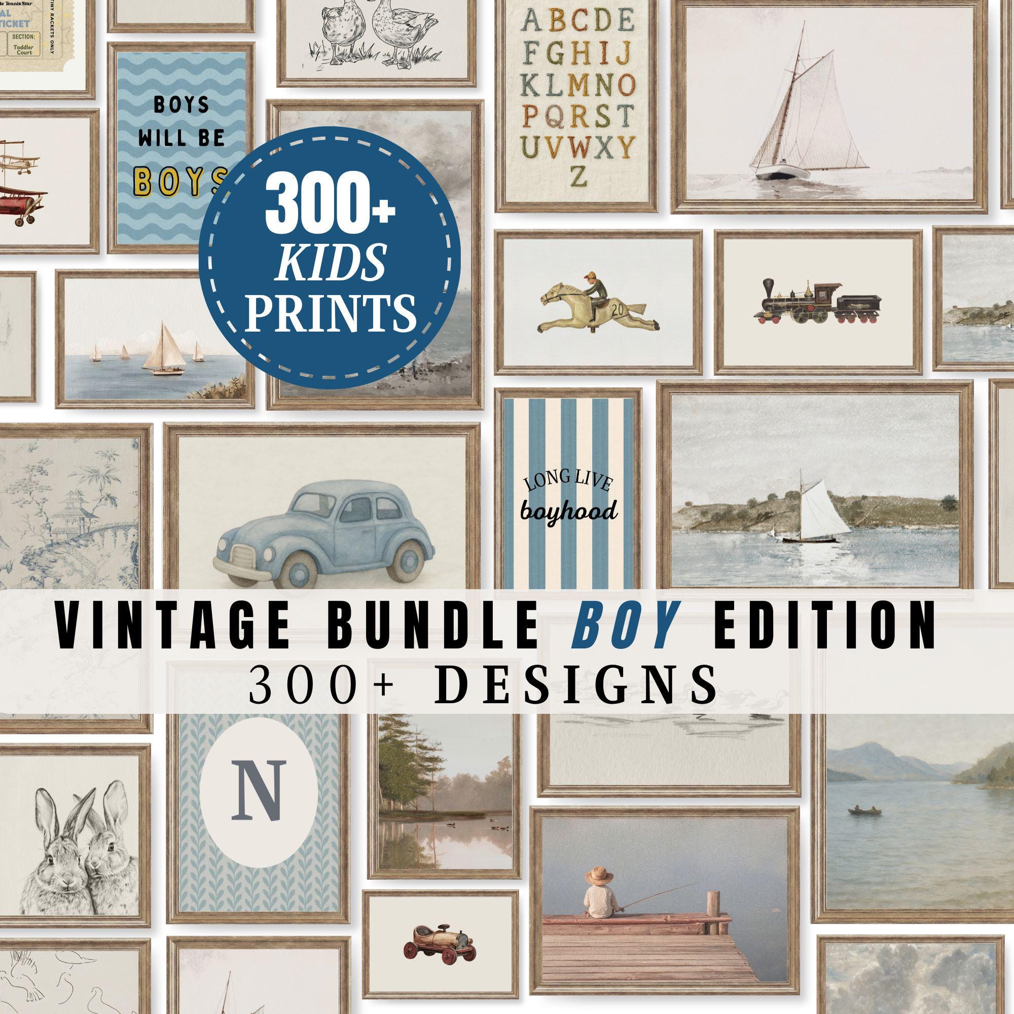 Set di stampe murali per la cameretta dei bambini, stampe murali vintage STAMPABILI, decorazioni murali per la cameretta dei bambini, stampe murali pe