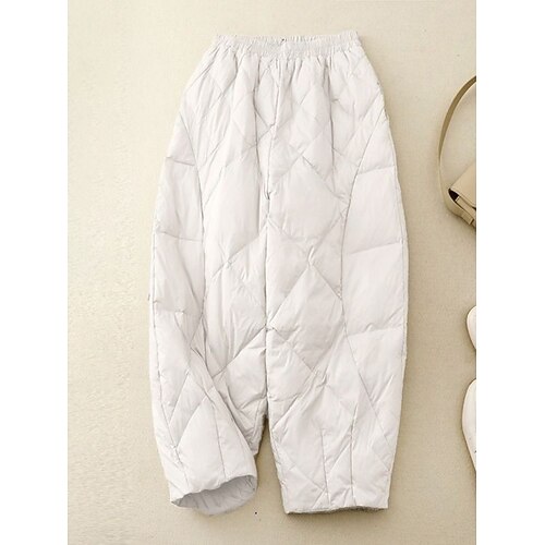 Damen Chinos Mode Streetwear Basic Volle Länge Hohe Taille Einfach Tasche Elastischer Bund Bequem Weich Unelastisch Outdoor Urlaub Straße Schwarz Weiß Kamel Frühling Herbst Winter Lässiger Schnitt Image