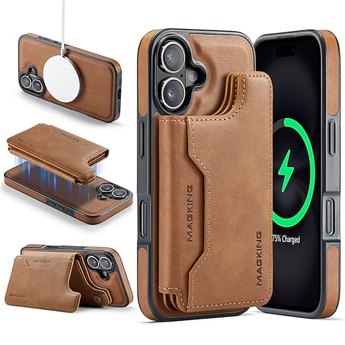 Handy Hülle Handyhüllen Für iPhone 17 16 15 14 Pro Max Plus 13 Pro Max Rückseite Stoßfest Retro TPU PC PU-Leder Image