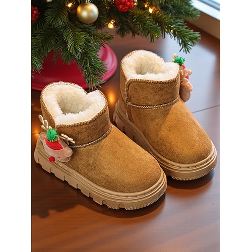 Warme, weihnachtliche Kinderstiefel mit Rentier-Anhänger und Fellfutter – gemütliches Winterschuhwerk für weihnachtliche Abenteuer Image