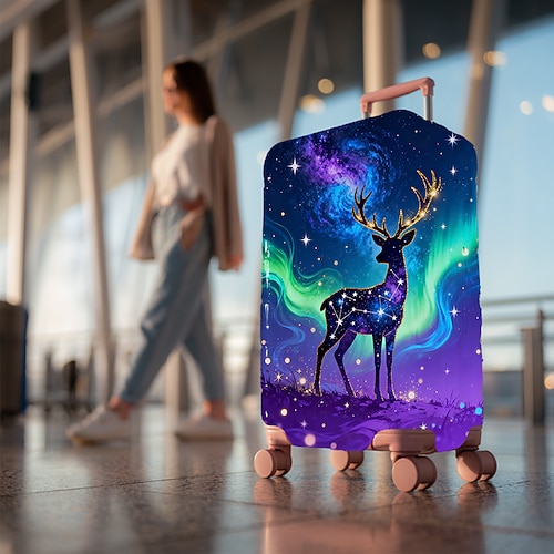 Gepäckhülle mit Rentier-Print, dehnbarer Kofferschutz, elastische Reisegepäckhülle Image