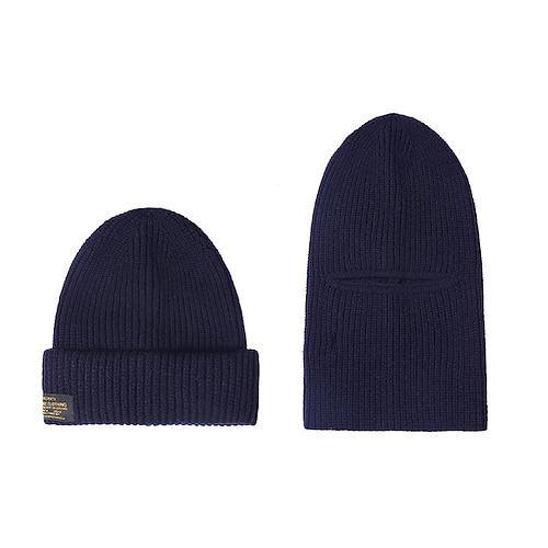 Herren Unisex Strick-Sturmhaube Balaclava Ski Sturmhaube Beanie Mütze Wintermützen Schwarz Marineblau Acrylfasern Gestrickt Gemütlich Sport Outdoor Alltagskleidung Einfach Warm Image