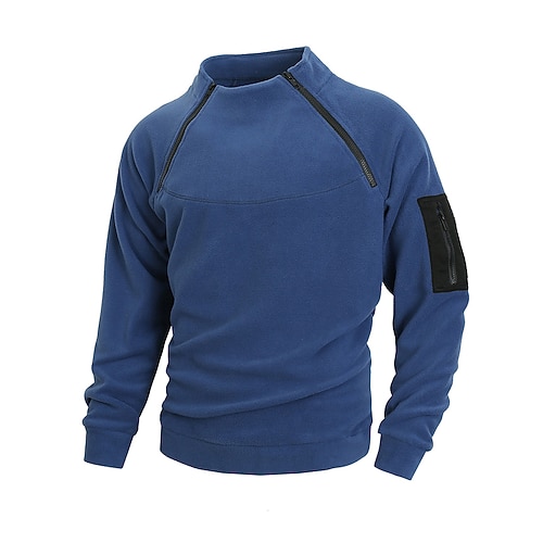 Herren Lässiges Sweatshirt Lounge-Oberteil Reißverschluss Tasche Langarm Oberteil Athleisure Herbst Winter Einfarbig Warm Fitnessstudio Wandern Training Sportbekleidung Sportkleidung Dunkelgrau Image