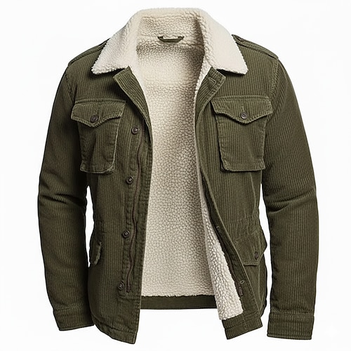 Per uomo Giacca in Velluto a Coste Giacca in Pile Giacca a vento Giacca da Lavoro Casuale Casual Quotidiano Giacca a Vento Patchwork Tasca Inverno Primavera Autunno Tinta unica Vintage Moda