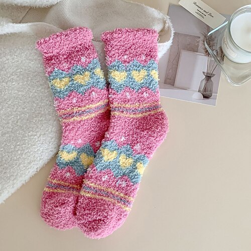 Damen Crew Socken Outdoor Ferien Blume Polyester Lässig Warm 1 Paar Image