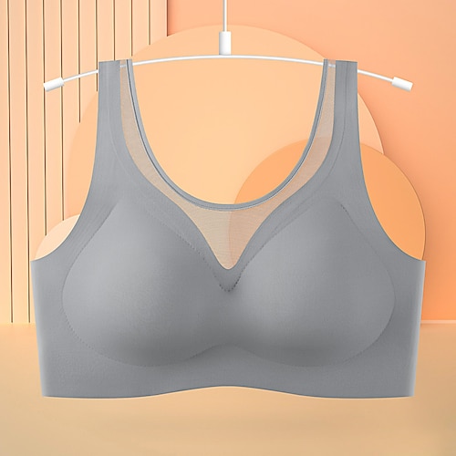 Damen Yoga-BH Sport-BH Unterwäsche Geringe Unterstützung Atmungsaktiv Bürgellos Gefüttert Einfarbig Sport Sportkleidung Schwarz Rote Fitnessstudio Training Laufen Image