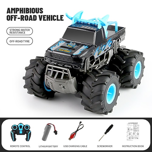 4WD Amphibien-RC-Monstertruck – ferngesteuertes Geländeauto für Wasser Land - Hochgeschwindigkeits-Geländekletterfahrzeug