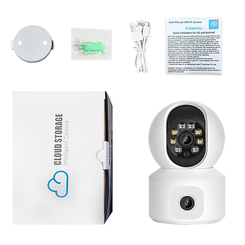 Intelligente 360-Grad-Sicherheitskamera mit Doppelobjektiv, 2K-HD-Kamera, unterstützt 2,4G/5G, Dualband-WLAN, Farbnachtsicht, Bewegungserkennung zur Überwachung von Babys und Haustieren, unterstützt Image