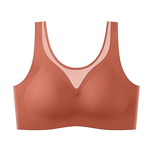 Damen Yoga-BH Sport-BH Unterwäsche Geringe Unterstützung Atmungsaktiv Bürgellos Gefüttert Einfarbig Sport Sportkleidung Schwarz Rote Fitnessstudio Training Laufen Image