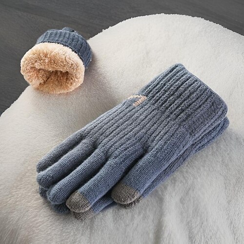Herren 1 Paar Fingerspitzen Winterhandschuhe Gestrickte Handschuhe Fingerlose Handschuhe Mode Modern Handschuhe Thermowarm Stricken Fleece Einfach Herbst Schwarz Marineblau Blau Grau Image