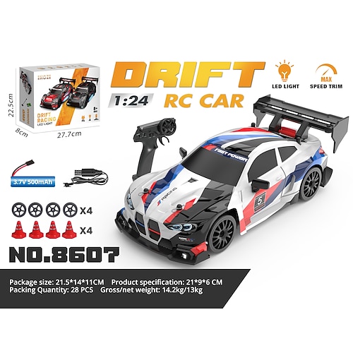 Hochgeschwindigkeits RC Drift Rennwagen - 124 Maßstab Fernsteuerungs-Sportfahrzeug Lichter Kegel Weihnachtsgeschenk Image