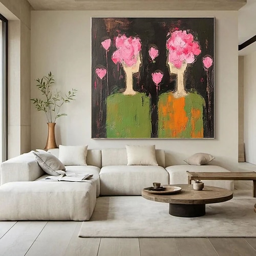 Handgemaltes abstraktes Gemälde einer Frauenfigur, groß, braun Grüne, strukturierte Wandkunst, Vintage-Figurative Leinwandkunst, abstrakte Menschenkunst, Wabi-Sabi-Wandkunst, Figurenbilder Image