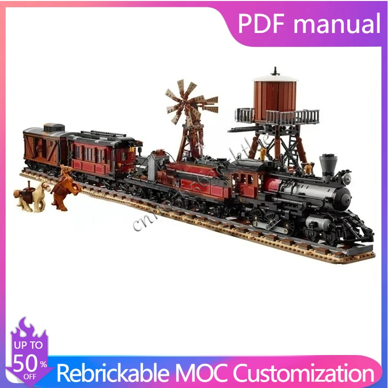 MOC Wild West Zug Express Lokomotive Heiße Stadt Verkauf Weihnachten StreetView Puzzle Architektur DIY Geburtstag Sets Spielzeug Geschenke Image