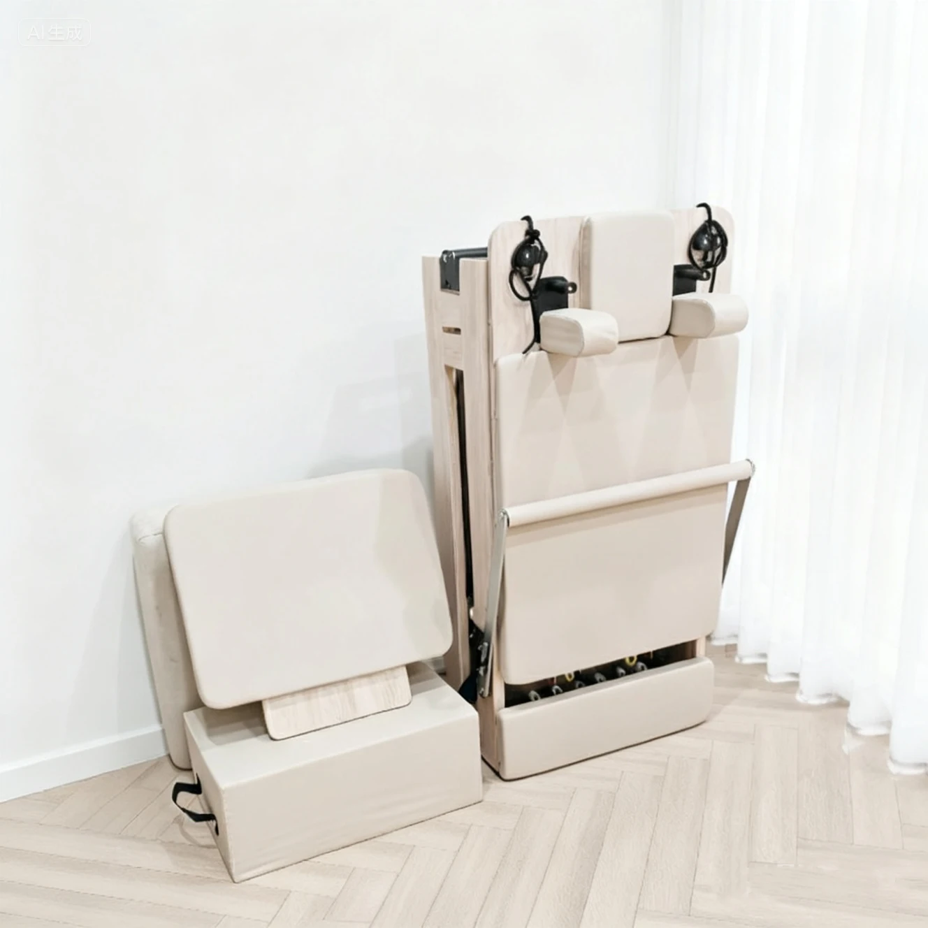 Reformer Pilates-Maschine, faltbare Pilates-Reformer-Ausrüstung aus Holz für zu Hause Image