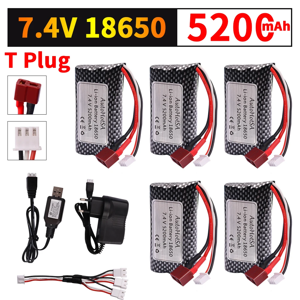 7,4 V 5200 MAH Lipo Batterie T Stecker für SCY-16101 SCY-16102 SCY-16103 SCY-16201 SCY-16301 SCY-16302 SCY-16303 RC LKW Ersatzteile Image