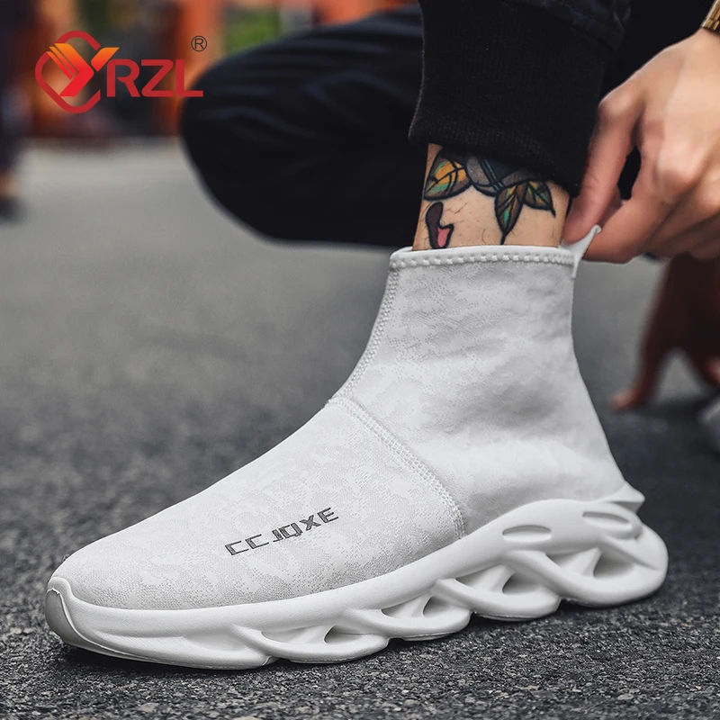 YRZL High Top Sneakers Herren Trendy Dicke Sohle Sportschuhe Bequeme Mesh Atmungsaktive Joggingschuhe Große Größe Walking Herrenschuhe