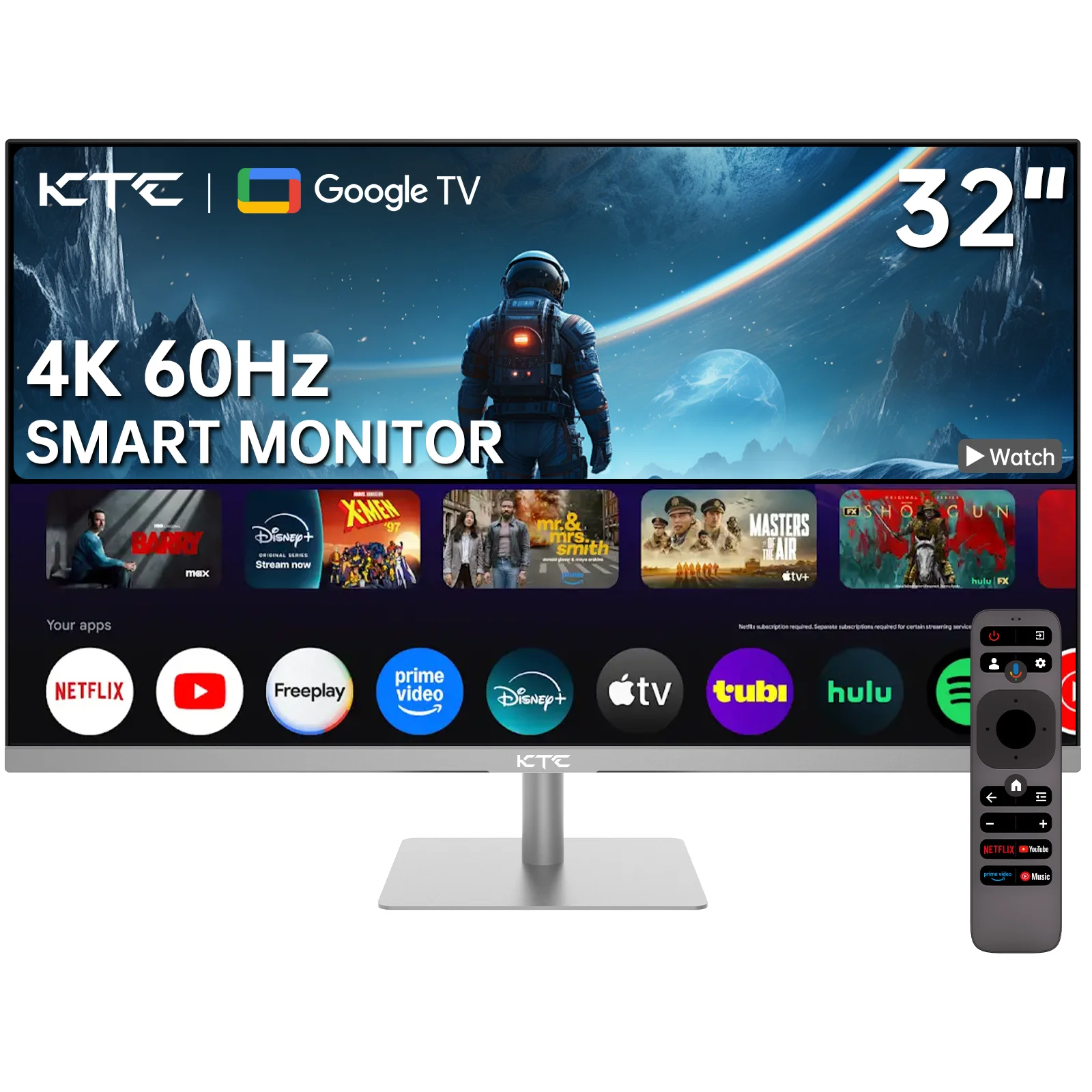 KTC 32-Zoll-4K-Smartphone, Google System UHD (3840 x 2160) Smartphone mit Lautsprechern A32Q8