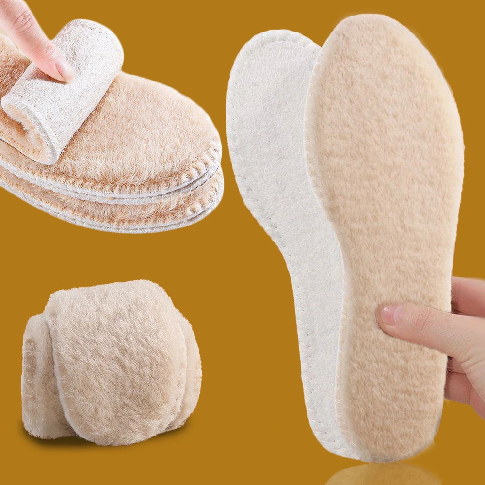 Winter Thermal Insoles Thickened Faux Wool Sports Shoe Inserts for Women Men Comfortable Shoe Insole Keep Feet Warm Shoes Pads