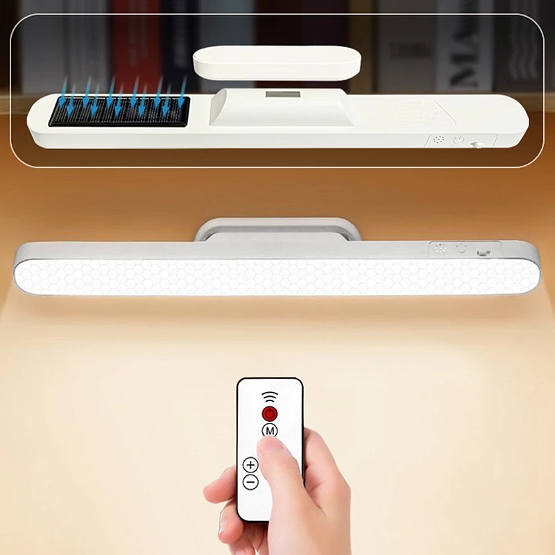 Lampada da scrivania a LED Luce notturna magnetica Lampada da tavolo ricaricabile tramite USB Lampada da lettura con protezione per gli occhi remota (ricarica solare opzionale)