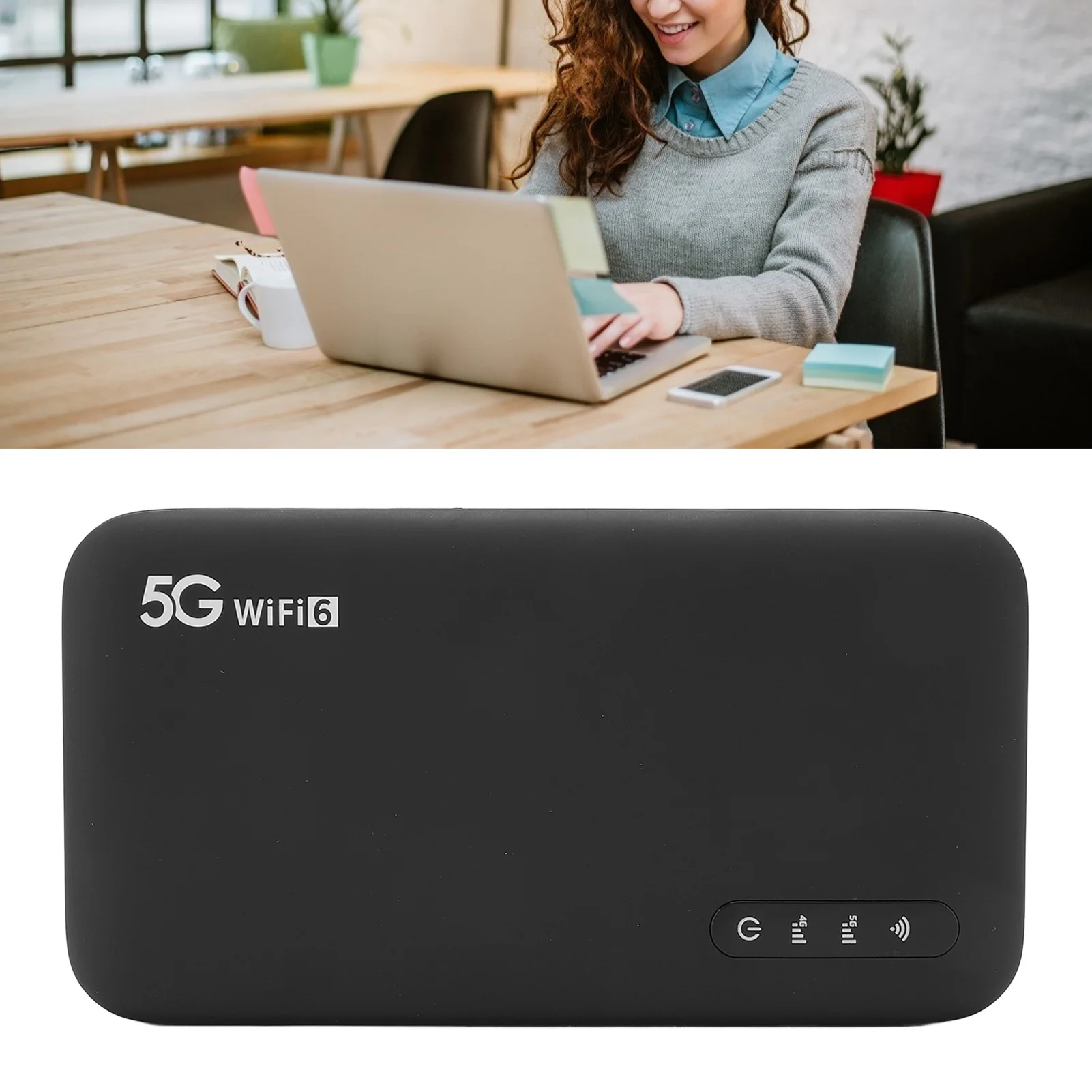 Tragbarer WiFi-Hotspot, 5G, mobiler Hotspot, unterstützt 16 Geräte, 6100 mAh Akku, 1T4R 5G-Antenne für Zuhause, für Telefone, Laptops, Tablets