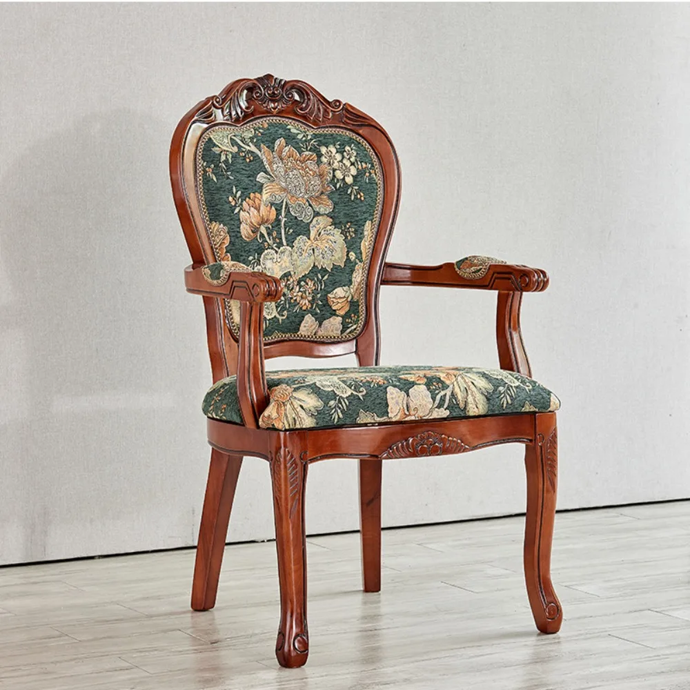 Europäischer Esszimmerstuhl, Haushalt, Massivholz, Leder, Schreibtischstuhl, klassischer amerikanischer Verhandlungssessel Image