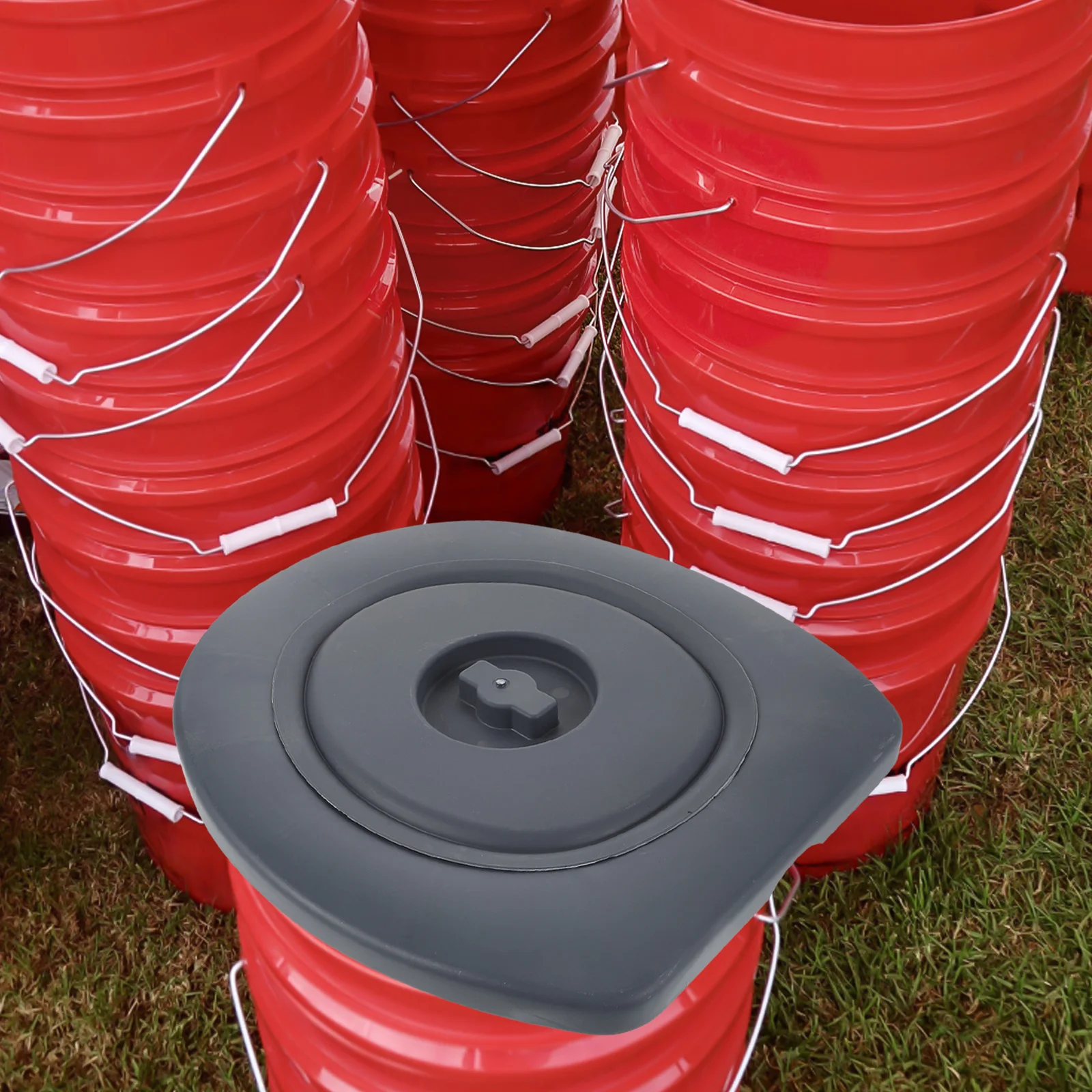 Runder Toilettensitz, tragbarer Eimer-Toilettensitz für Camping, Outdoor, Notfall, mit Deckel, bequem für ältere Erwachsene