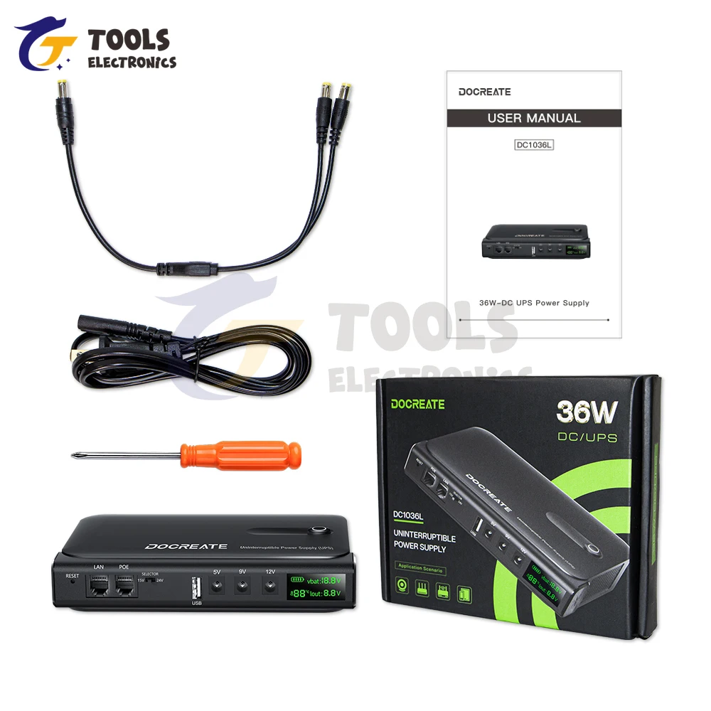 DC1036L 36 W digitale USV-Unterbrechungsfreie Stromversorgungsbox 5 V/9 V/12 V/15 V/24 V Multi-Ausgang für Router-Heimgeräte – ohne Batterie Image