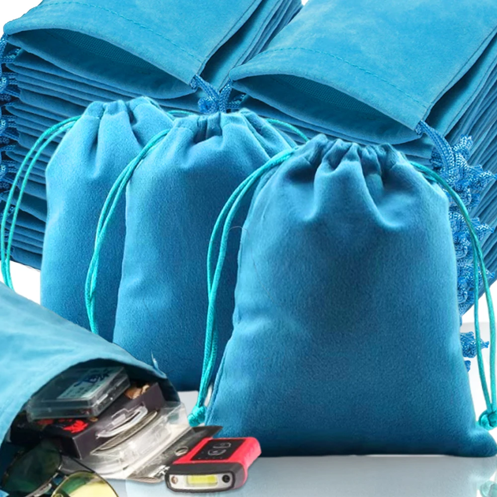 1–10 Stück Angelgerät-Aufbewahrungstasche mit Kordelzug, multifunktionale Taschen aus weichem Beflockungsmaterial für die Aufbewahrung von Camping im Freien Image