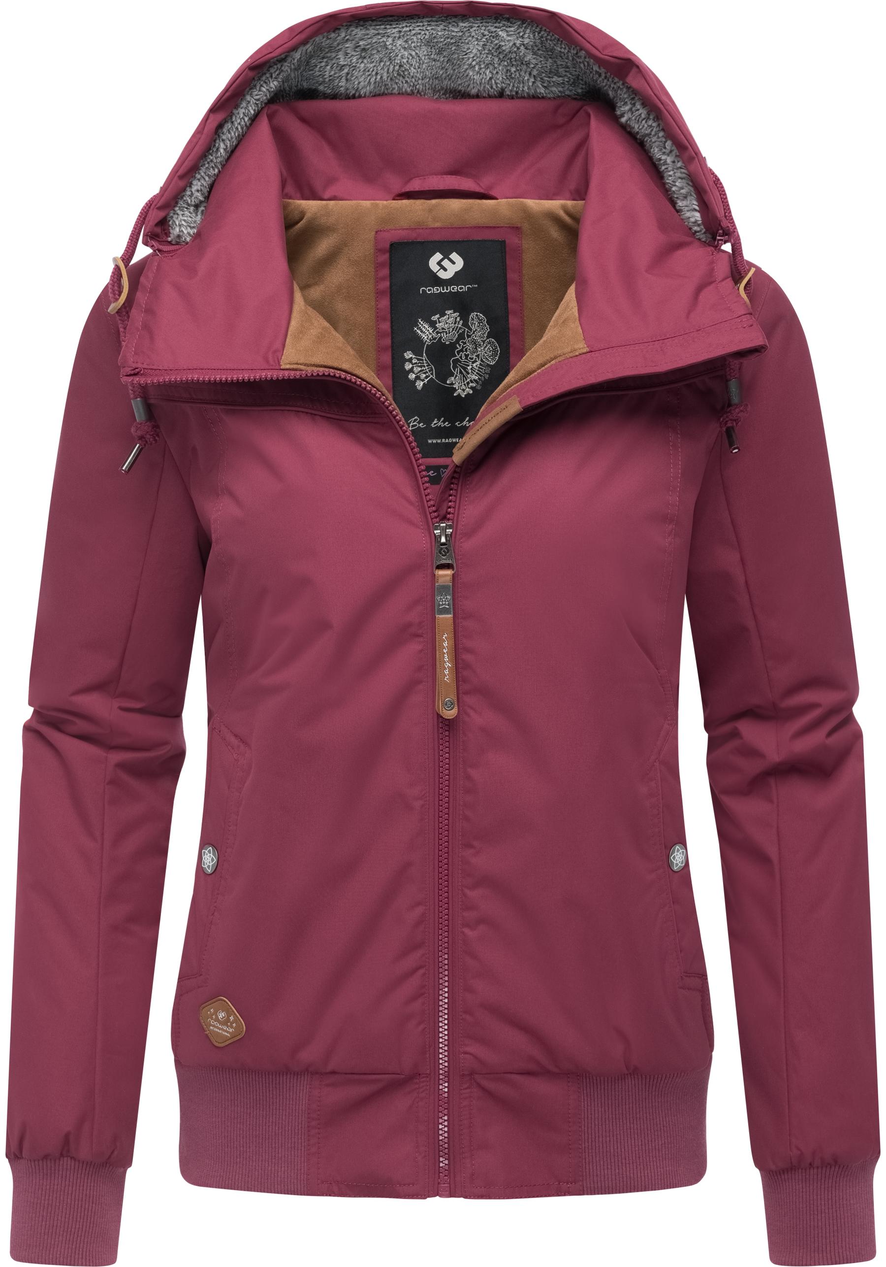 Winterjacke RAGWEAR "Jotty Winter", Damen, Gr. XXL (44), rot (cherryrot), Außenmaterial: 100% Polyester; Innenfutter: 100% Polyester; Wattierung: 100% Polyester, figurumspielend hüftbedeckend, Ärmel ohne Ärmelschlitz Rippstrickbündchen, Jacken...