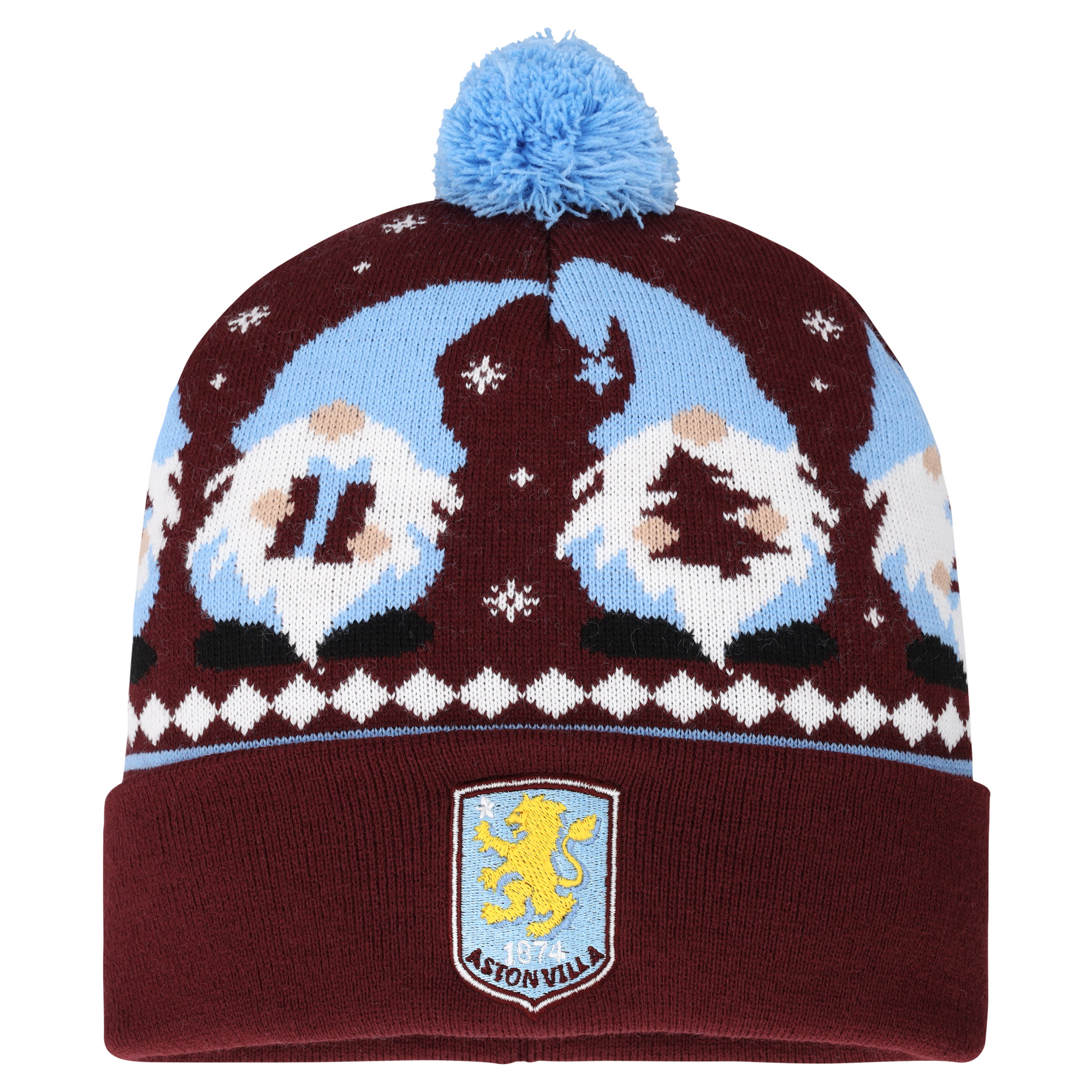 Aston Villa Weihnachtswichtel-Bommelmütze – Weinrot – Unisex Image