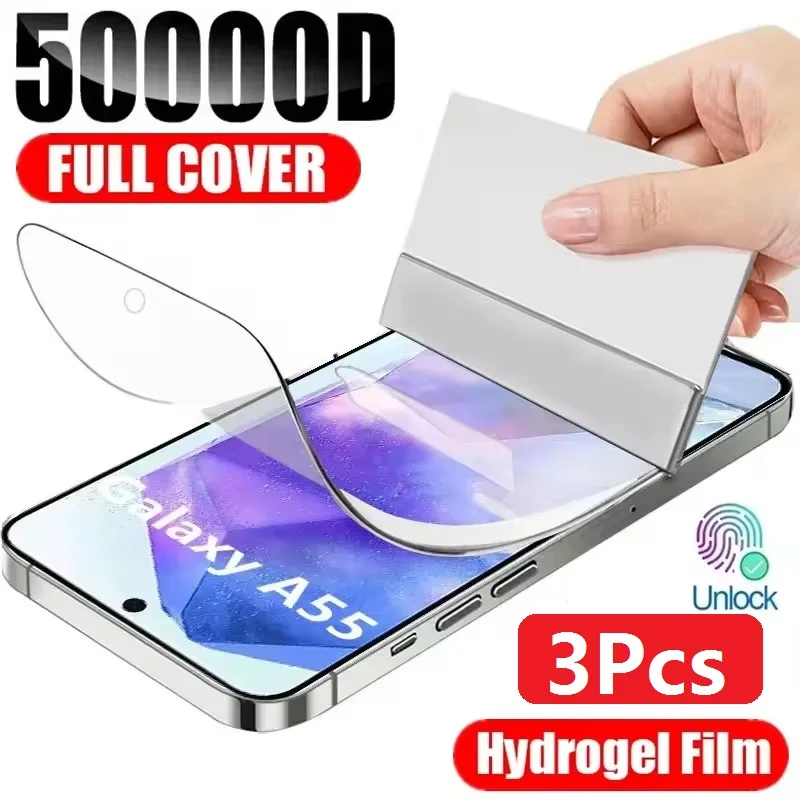 3Pcs HD Hydrogel Film Für Samsung Galaxy A53 A54 A55 A70 A71 A72 A73 M12 M31 M31S M32 M51 M52 5G Screen Protector Image