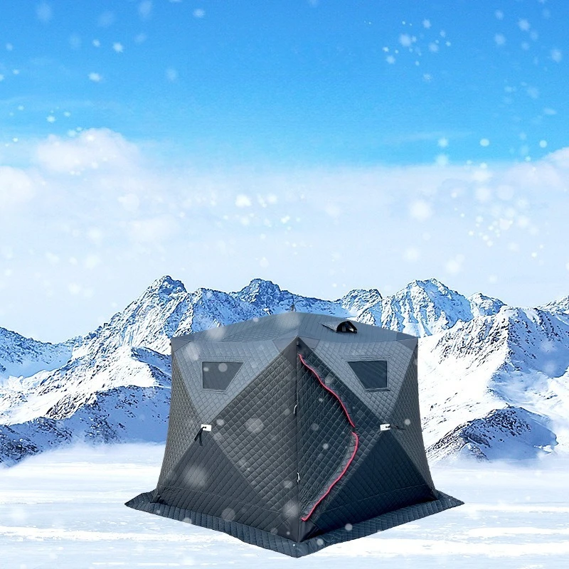 Warm halten, verdicktes fünfeckiges Eisfischen-Zelt, kältebeständig, tragbare Zelte im Freien, zusammenklappbar, großer Raum, wasserdichte Campingzelte Image
