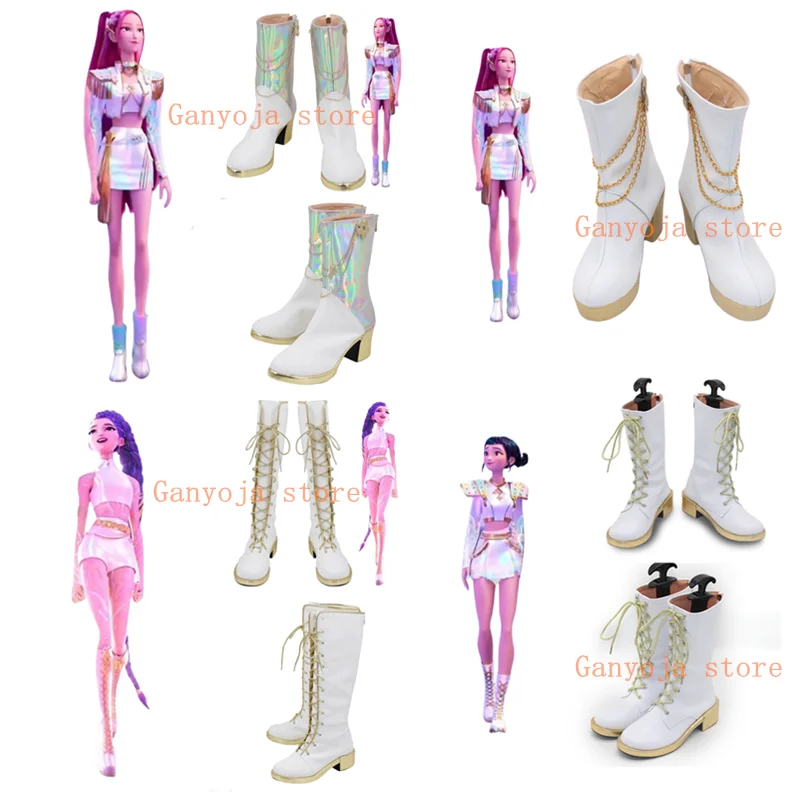 KPop Dämonenjäger Rumi Zoey Mira Weiß Golden Dance Outfit Stiefel Cosplay Schuhe Halloween Karneval Requisiten Erwachsene Kinder Stiefel