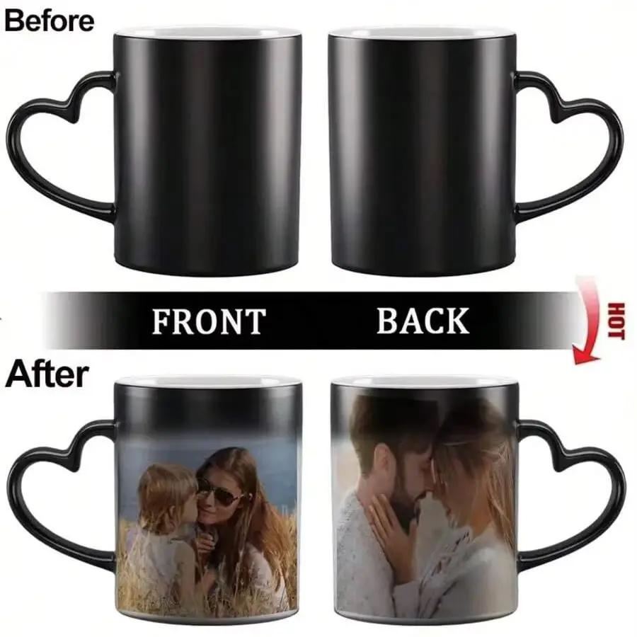 1, maßgeschneiderte Kaffeetasse mit thermischem Farbwechsel-Anzeigebild, geeignet als Geschenk für Liebhaber, Freunde und Familienmitglieder Image