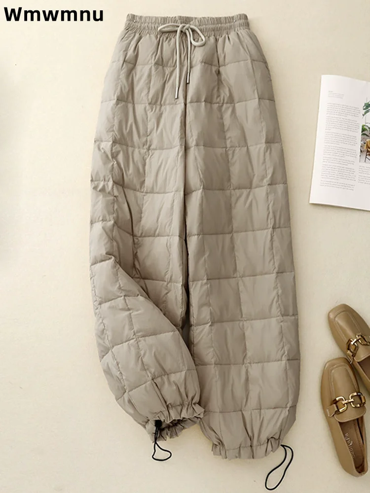 Gerade Kordelzug Unten Baumwolle Hosen Lose frauen Casual Warme Pantalones Dicke Spitze Up Mode Baggy Hohe Taille Hose Image