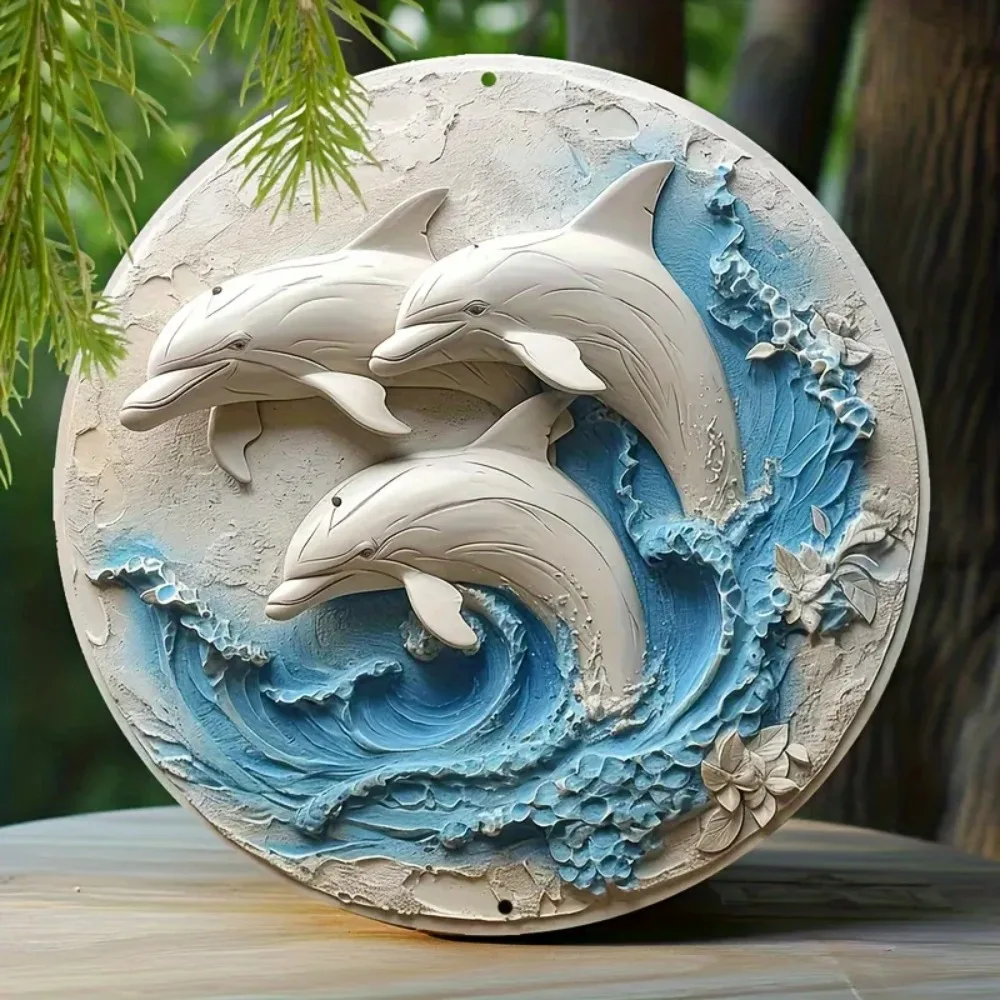 Prägung bemalt runder Kranz Schild Küchendekoration Muttertagsgeschenke Delfine thematische Dekoration Image