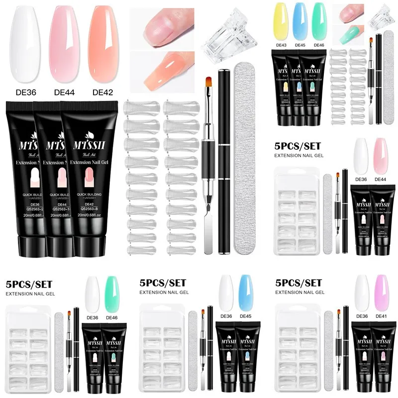 5/7-teiliges Schnellverlängerungs-Gel-Nagellack-Set, 20 ml, klare rosa Macaron-Farbe, schnelles Aufbau, UV-Gel-Lack, Fingerverlängerung, Maniküre-Set Image