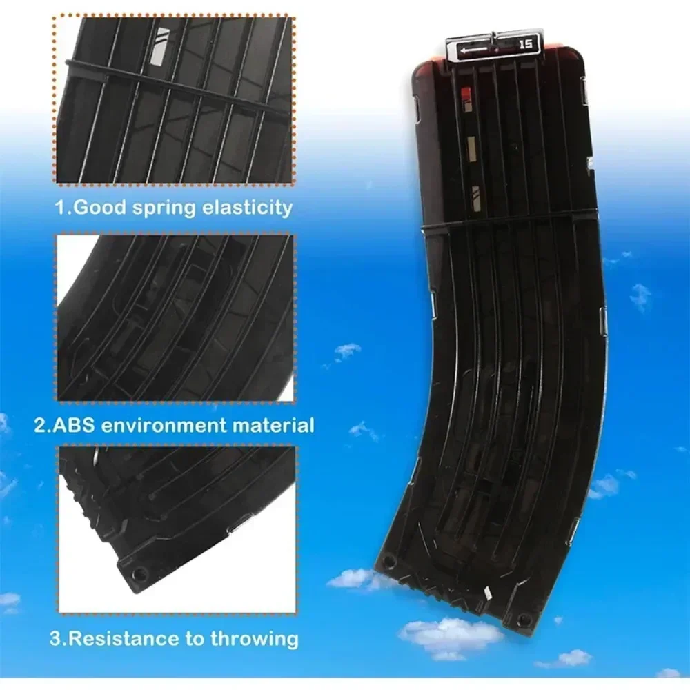 B1/3PCS 15-Darts Banana Curved Clips, Soft Bullet Quick Reload Clips kompatibel für Nerf Elite Magazine Toy Gun (schwarz) Image