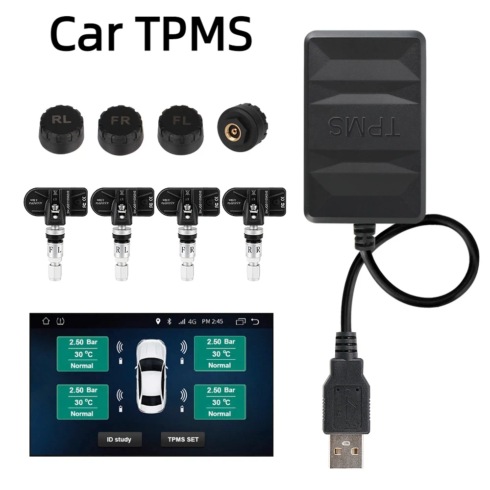 Für Auto TPMS Radio DVD Player Android TPMS Reserverad Interne Externe Sensor Reifendruck Überwachung System USB Image