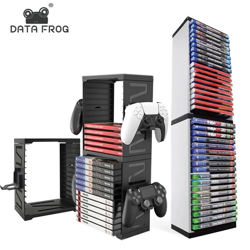 DATA FROG Storage Shelf, Game Disk Tower Rack, Playstation 4, 5, PS4, PS5, Switch, Xbox Series S, X, One Stand Holder