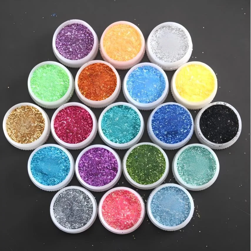 32-Farben-Glitzer-Set, ultrafeines Harz-Glitzerpulver, verschiedene Nagelglitzerpulver, verstreutes Weihnachts-Glitzerglas-Kunsthandwerk Image