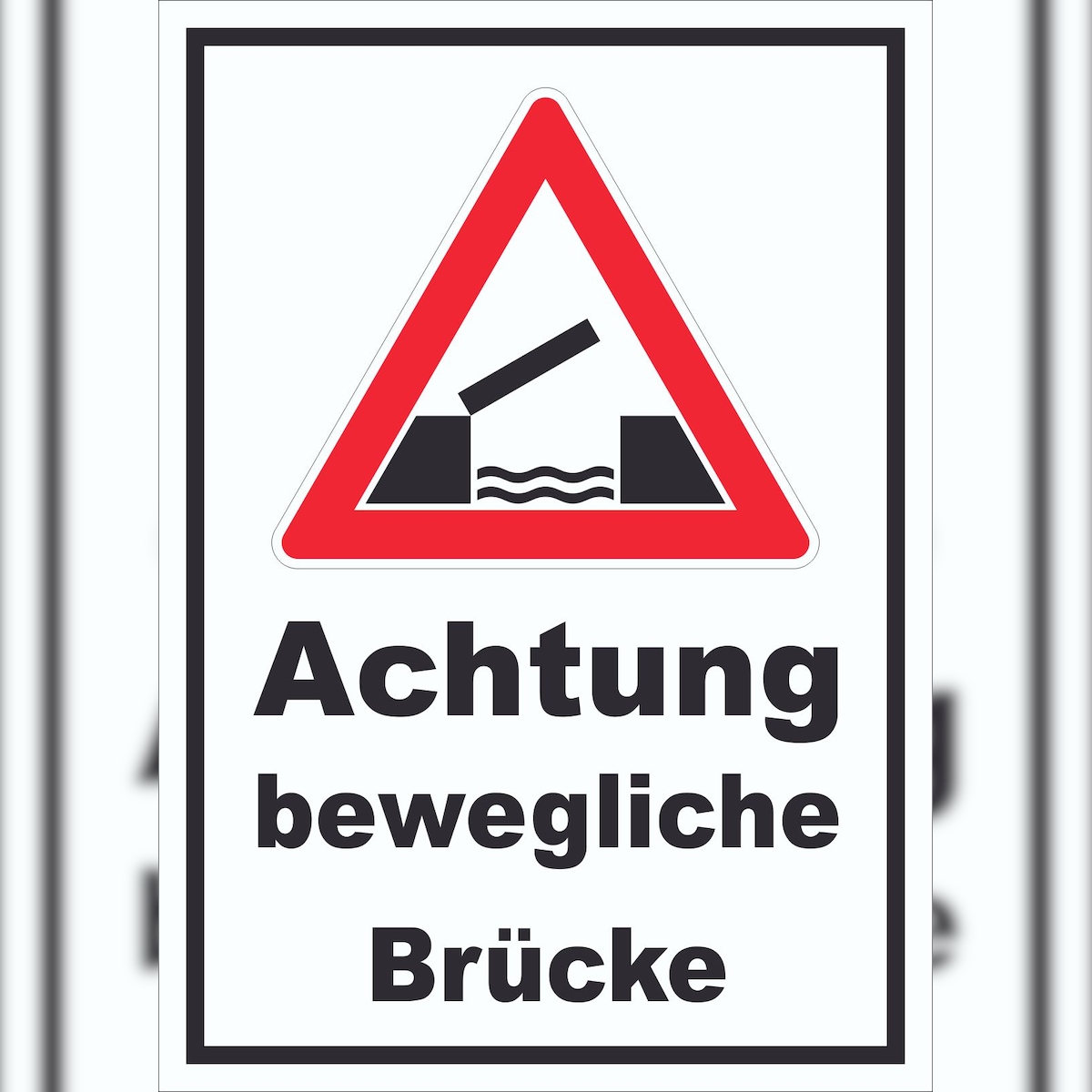 HB-Druck Schild Achtung bewegliche Brücke A4 Rückseite selbstklebend Image