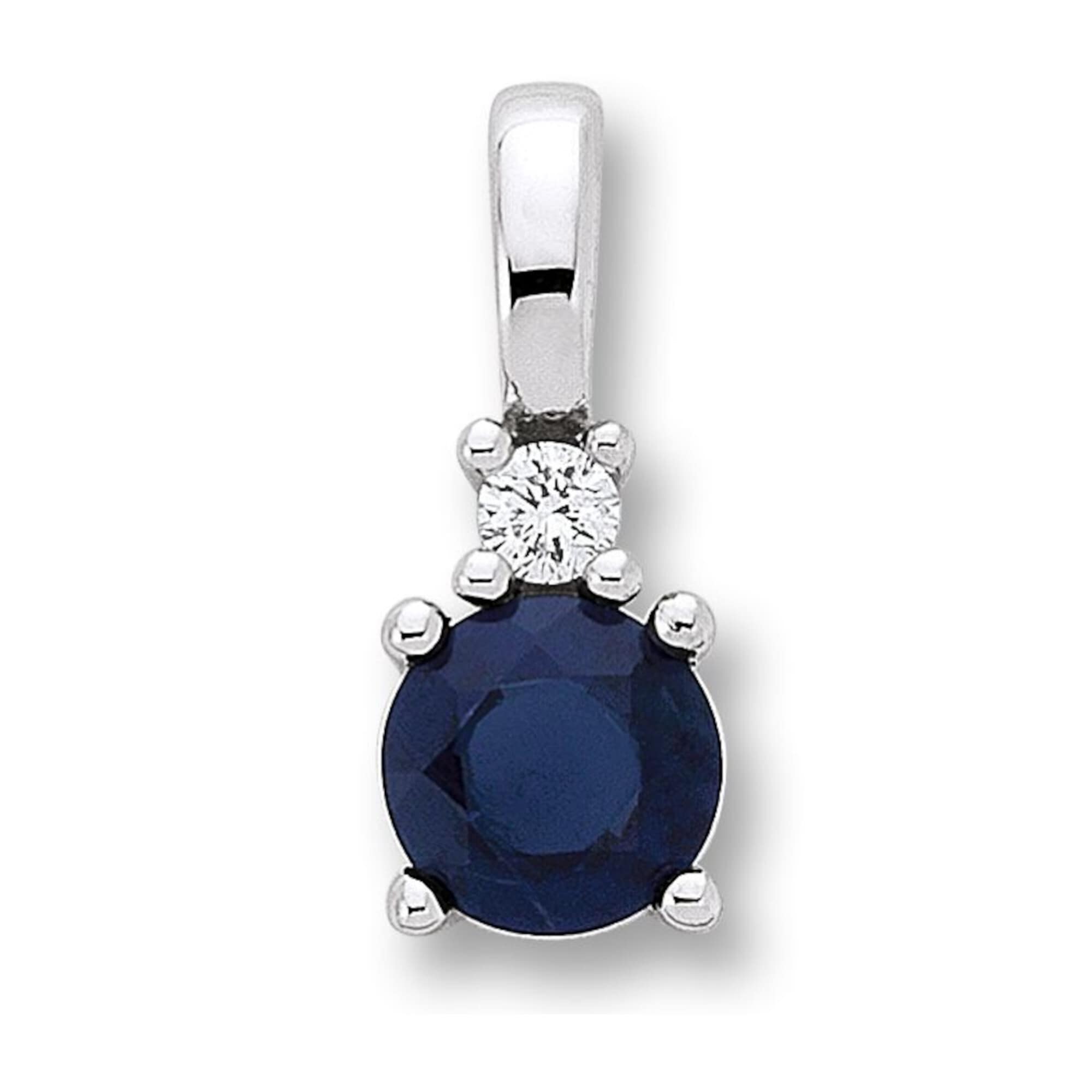 Kettenanhänger ONE ELEMENT "0.02 ct Diamant Brillant Safir Anhänger aus 585 Weißgold", silber, Schmuckanhänger, Damen, 0,02 mit Diamant, Diamanten Gold Weißgold 585, Diamanten, Gold, Weißgold 585, Kettenanhänger, Damen Gold Schmuck