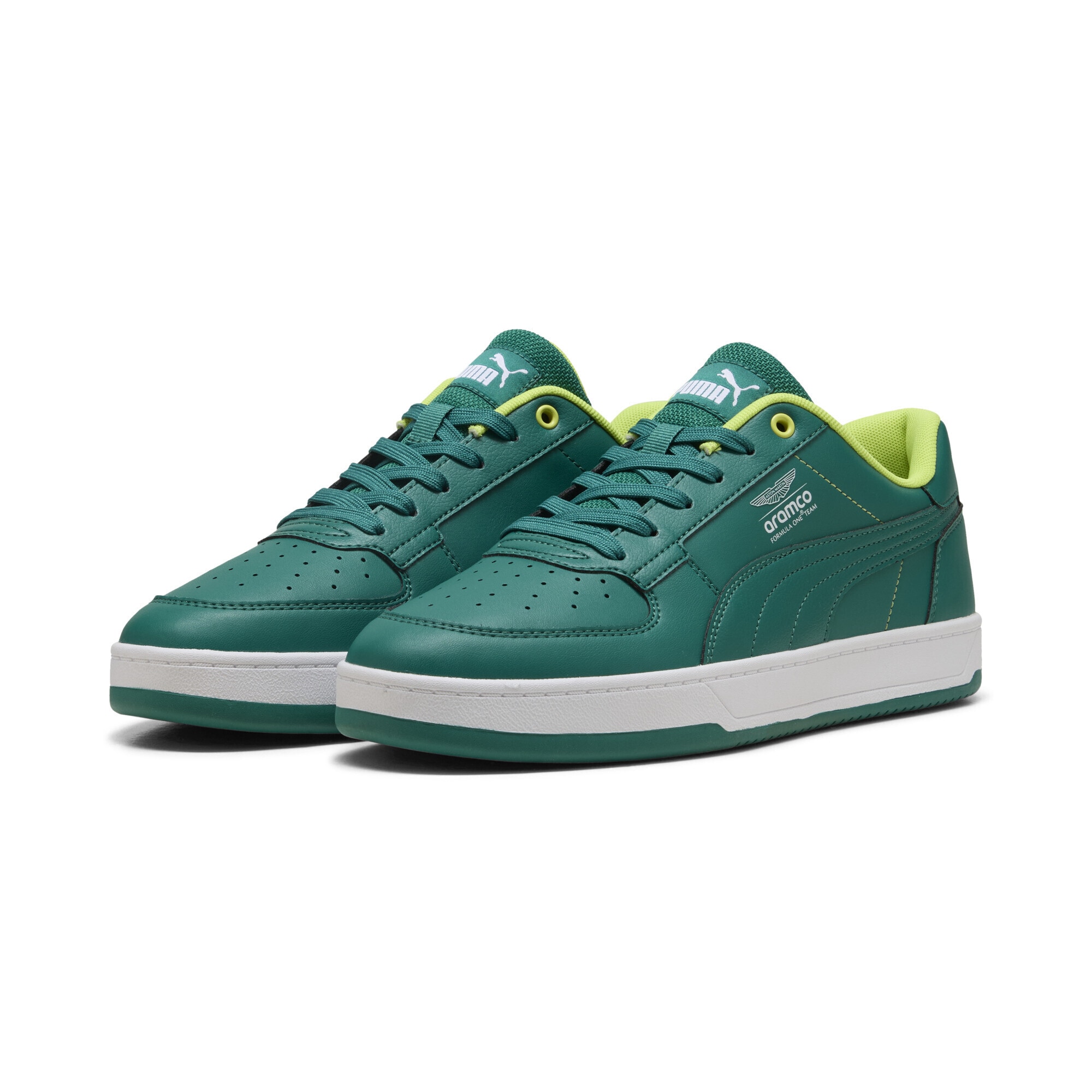 Sneaker PUMA "PUMA x ASTON MARTIN ARAMCO F1 TEAM Caven 2.0 Sneakers", Damen, Gr. 42.5, grün lux lime shimmer, Obermaterial: Textil, Synthetik; Futter: Textil; Laufsohle: Gummi, Schuhe Sneaker